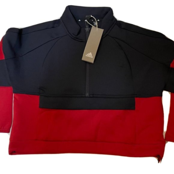 adidas Sweatshirt Youth Girls Small Loose Fit 1/2 Zip Pullover Blue Red